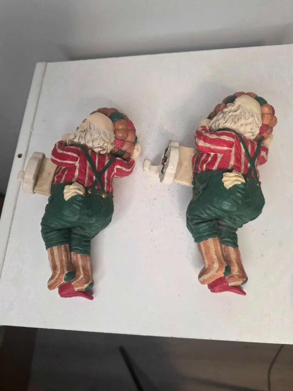 House of Lloyd Lot of Two Resin Sleeping Santa Stocking Holders Christmas